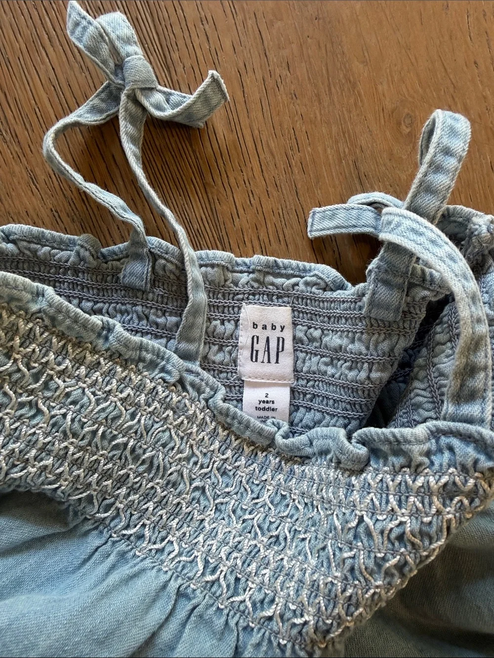 GAP Light Blue Smocked Chambray Dress